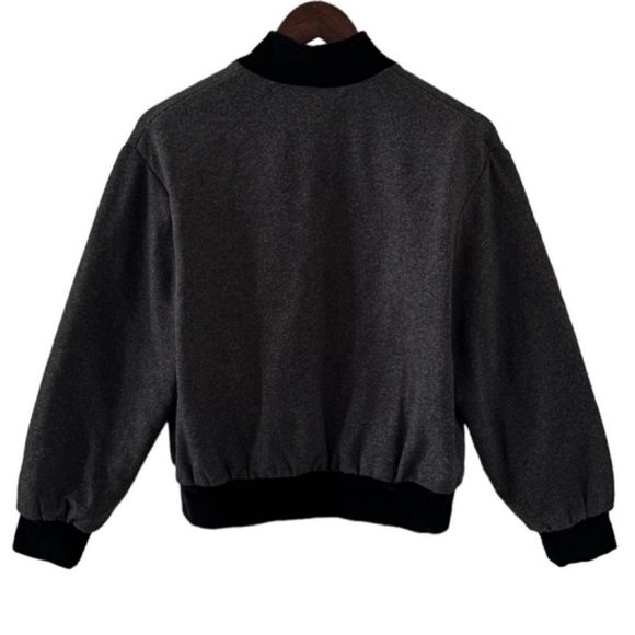 St. John Black Bomber Jacket with Velvet Trim Size 2 - Picture 6 of 9